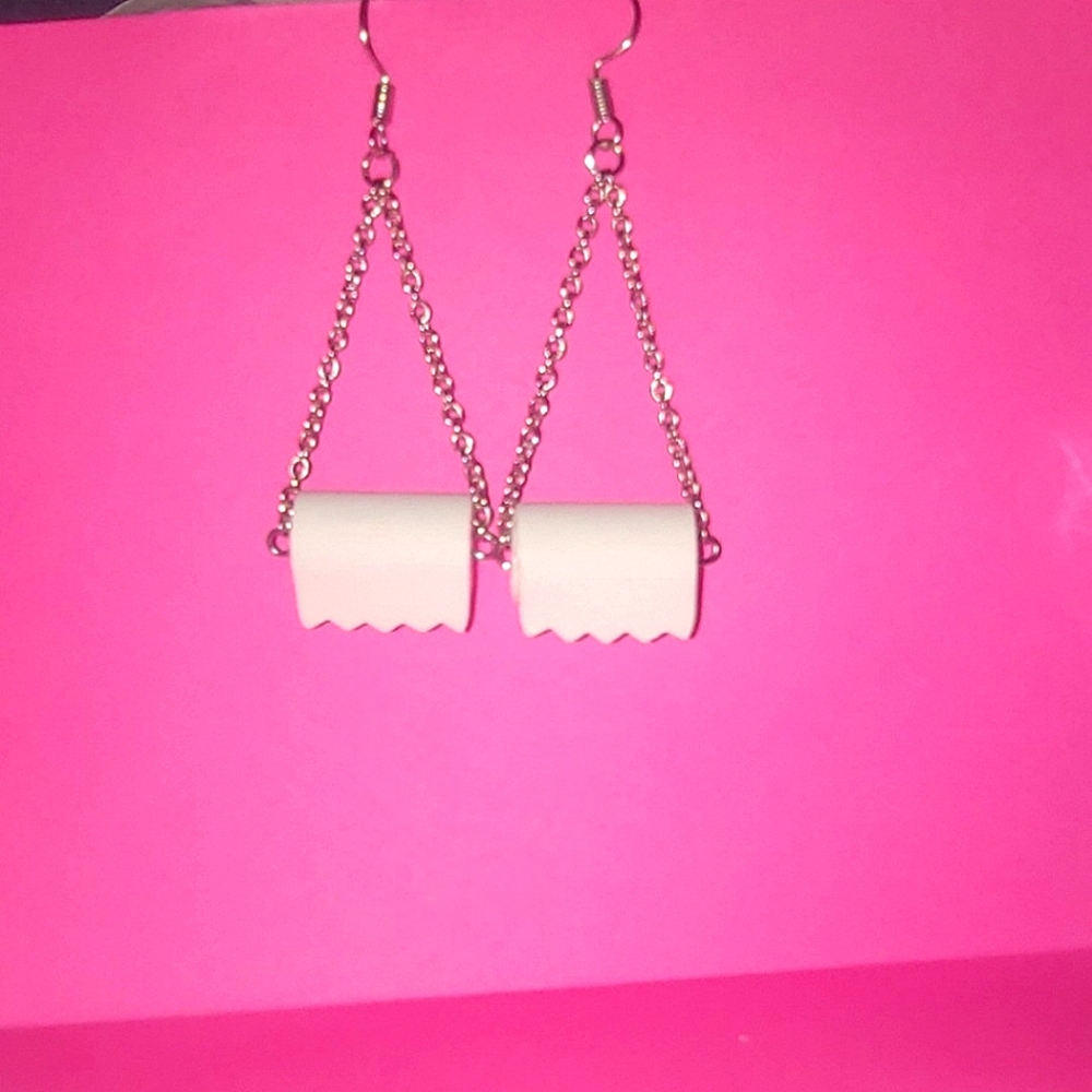 Toilet paper roll hook earrings